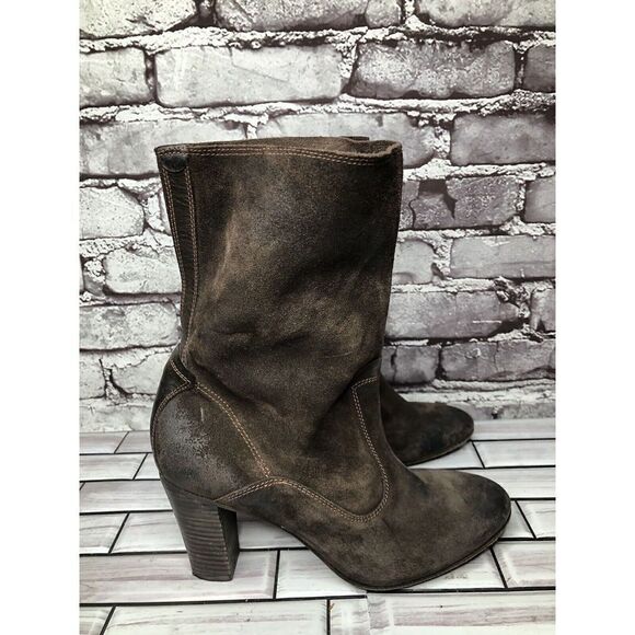 N.D.C. Made by Hand Brown Suede Leather Heel Ankle Boots Shoes Women Sz 39EU/8.5 - Picture 1 of 16